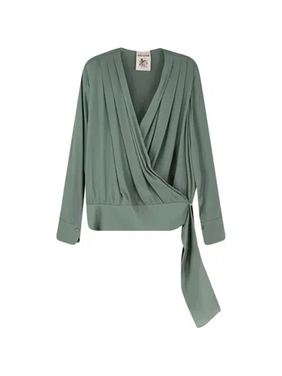 Semicouture V-neck Wrap Blouse In Green