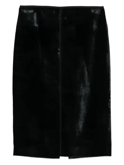 Semicouture Velvet-paneled Skirt In Black