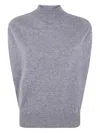 Semicouture Half Neck Sleeveless Sweater In Verity Vest Pattern In Gray