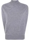 Semicouture Half Neck Sleeveless Sweater In Verity Vest Pattern In Gray