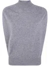 Semicouture Half Neck Sleeveless Sweater In Verity Vest Pattern In Gray