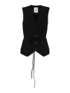 Semicouture Button-fastening Tie-waist Gilet In Black