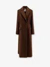Semicouture Virgin Wool Blend Coat In Brown