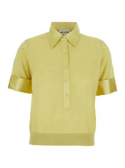 Semicouture Virgin Wool Polo Shirt In Yellow