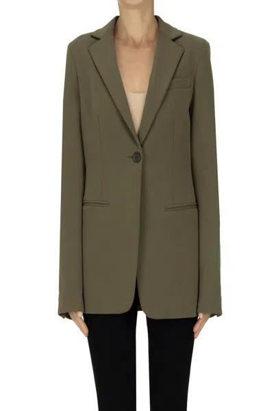 Semicouture Viscose Jersey Blazer In Olive Green
