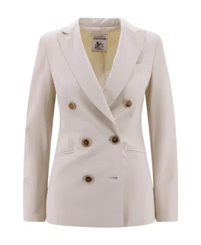 Semicouture V-neck Double-breasted Blazer In Purple