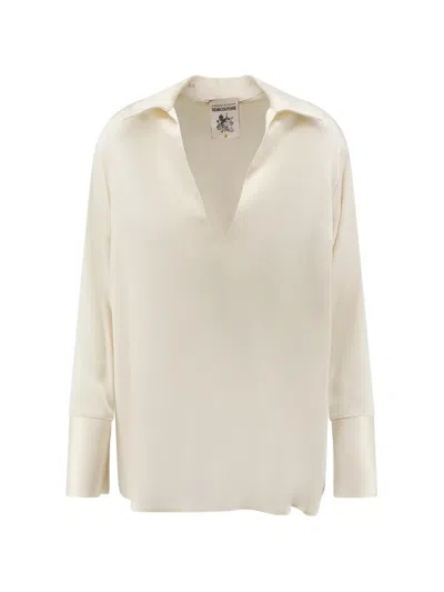 Semicouture V-neck Long-sleeve Shirt In White
