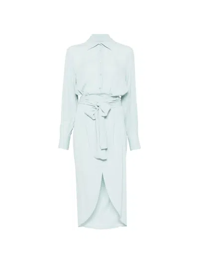 Semicouture V-neck Midi Dress In Blue