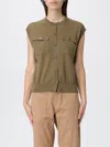 Semicouture Semi Couture Brigida Sleeveless Gilet With Flap Pockets In Brown