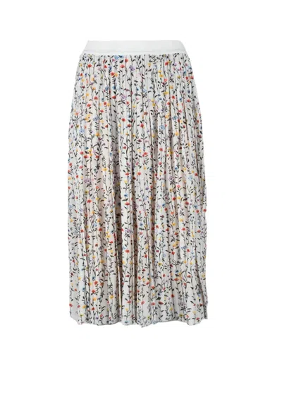 Semicouture White Floral Tulle Midi Skirt In Gray