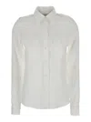 Semicouture White Shirt With Pointed Collar And Patch Pockets On The Chest In Linen Woman
