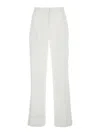 Semicouture White Pants With Belt Loops And Pence Details In Linen Woman In White