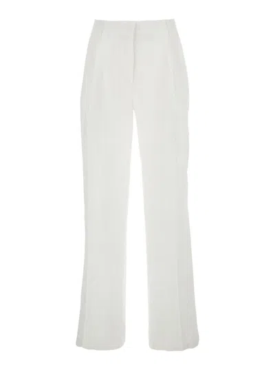 SEMICOUTURE WHITE PANTS WITH BELT LOOPS AND PENCE DETAILS