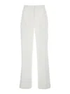 Semicouture White Pants With Belt Loops And Pence Details In Linen Woman In White