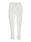 Semicouture White Pants With Elastic Waist With Drawstring In Linen Woman In White