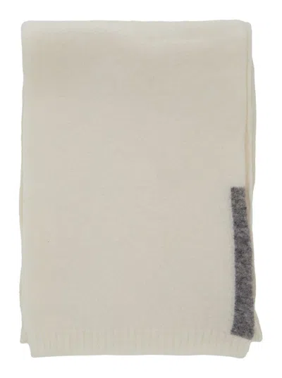 Semicouture White Scarf With Contrasting Detail