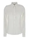 Semicouture White Shirt With Pointed Collar And Patch Pockets On The Chest In Linen Woman In White