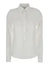 Semicouture White Shirt With Pointed Collar And Patch Pockets On The Chest In Linen Woman In White