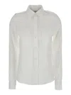 Semicouture White Shirt With Pointed Collar And Patch Pockets On The Chest In Linen Woman In White