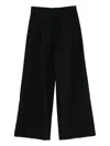 Semicouture Wide-leg Cropped Trousers With Elastic Waistband In Black