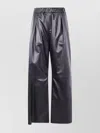 Semicouture Wide Leg Faux Leather Trousers In Blue
