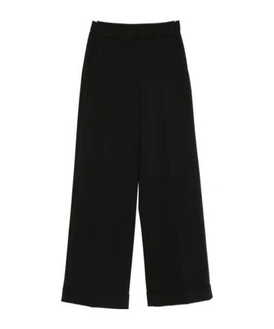 Semicouture Wide-leg Casual Trousers In Black