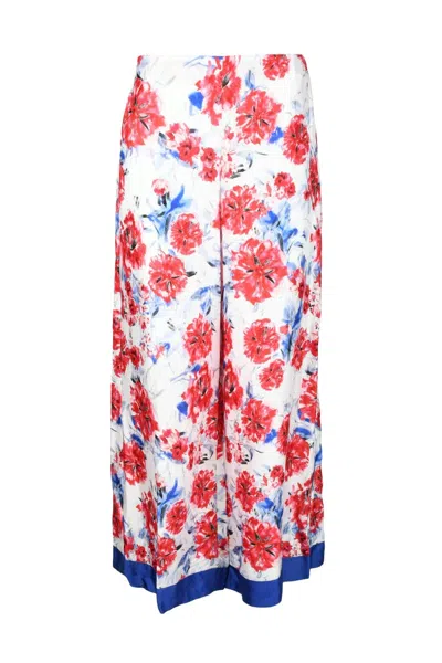 Semicouture Wide-leg Trousers With Fluid Drape And Floral Print In Multi