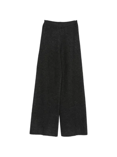 Semicouture Grace Wool High Waist Lounge Trousers In Gray