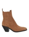 SEMICOUTURE SEMICOUTURE WOMAN ANKLE BOOTS CAMEL SIZE 8 LEATHER