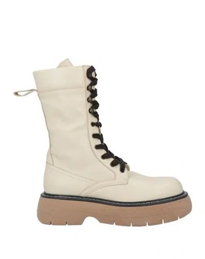 Semicouture Woman Ankle Boots Cream Size 10 Leather In White