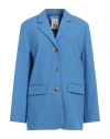 Semicouture Woman Blazer Azure Size 10 Polyester, Viscose, Elastane In Blue
