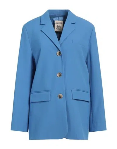 Semicouture Woman Blazer Azure Size 10 Polyester, Viscose, Elastane In Blue