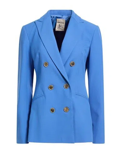 Semicouture Woman Blazer Azure Size 8 Polyester, Viscose, Elastane In Blue