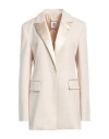Semicouture Woman Blazer Beige Size 8 Polyester, Virgin Wool, Elastane In Beige