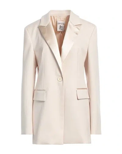 Semicouture Woman Blazer Beige Size 10 Polyester, Virgin Wool, Elastane