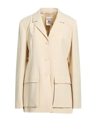 Semicouture Woman Blazer Beige Size 10 Polyester, Virgin Wool, Elastane In White