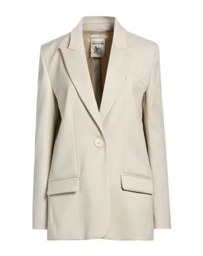 Semicouture Woman Blazer Beige Size 6 Virgin Wool, Polyester, Viscose, Elastane In Nude