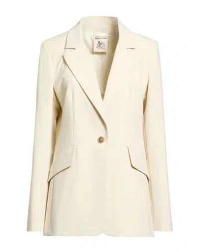 Semicouture Woman Blazer Beige Size 8 Polyester, Viscose, Elastane, Acetate In Yellow