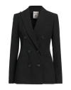 Semicouture Woman Blazer Midnight Blue Size 6 Virgin Wool, Polyester, Viscose, Elastane In Black