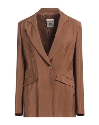Semicouture Woman Blazer Brown Size 4 Viscose, Polyester, Acetate In Brown