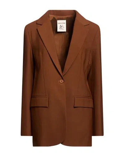 Semicouture Woman Blazer Brown Size 8 Polyester, Virgin Wool, Elastane