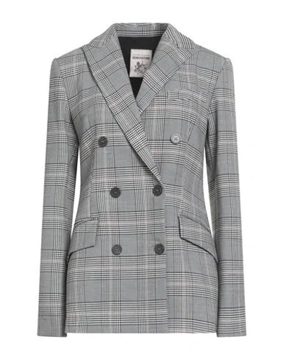 SEMICOUTURE SEMICOUTURE WOMAN BLAZER CHARCOAL SIZE 10 POLYESTER, VISCOSE, WOOL, ELASTANE