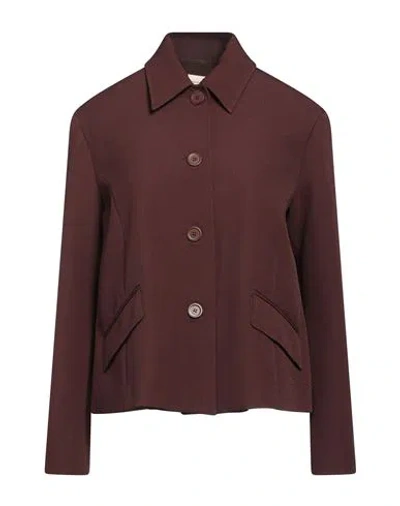 Semicouture Woman Jacket Chocolate Brown Size 6 Polyester, Elastane