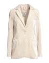 SEMICOUTURE SEMICOUTURE WOMAN BLAZER CREAM SIZE 2 VISCOSE, POLYAMIDE