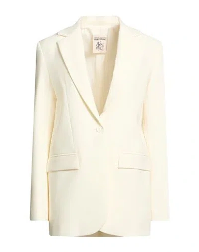 Semicouture Woman Blazer Cream Size 4 Polyester, Virgin Wool, Elastane In Neutral