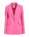 Semicouture Woman Blazer Fuchsia Size 10 Polyester, Viscose, Elastane, Acetate In Pink