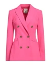 Semicouture Woman Blazer Fuchsia Size 10 Polyester, Viscose, Elastane In Pink