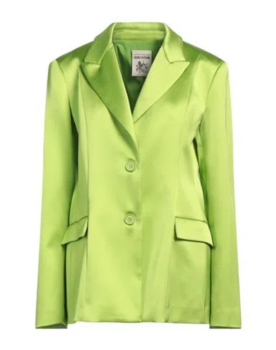 Semicouture Woman Blazer Green Size 10 Acetate, Polyamide, Elastane, Polyester In Green