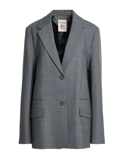 Semicouture Woman Blazer Grey Size 10 Polyester, Wool, Elastane In Gray