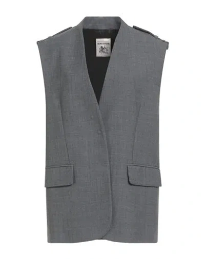 Semicouture Woman Blazer Grey Size 6 Polyester, Virgin Wool, Elastane In Gray
